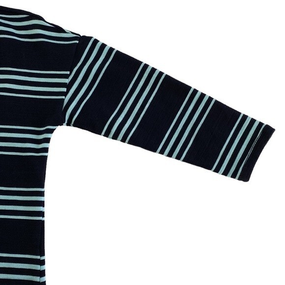 Talbots T by Talbots V-Neck Cotton Modal Stripe Dress Indigo/Gulf Stream Terry - Picture 16 of 16